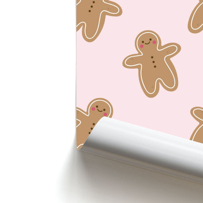 Gingerbread Men Christmas Pattern Poster