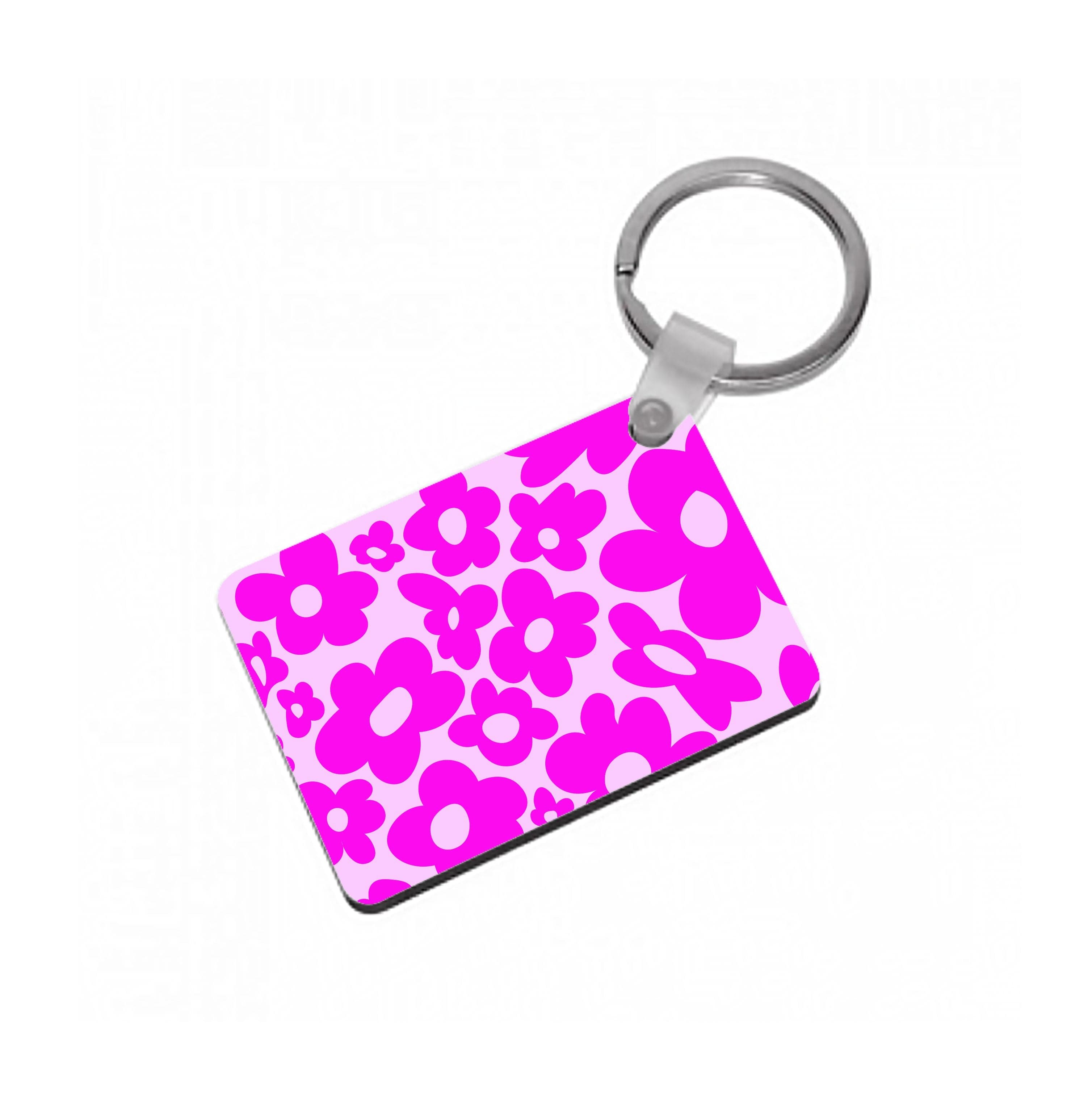 Pink Flowers - Trippy Patterns Keyring