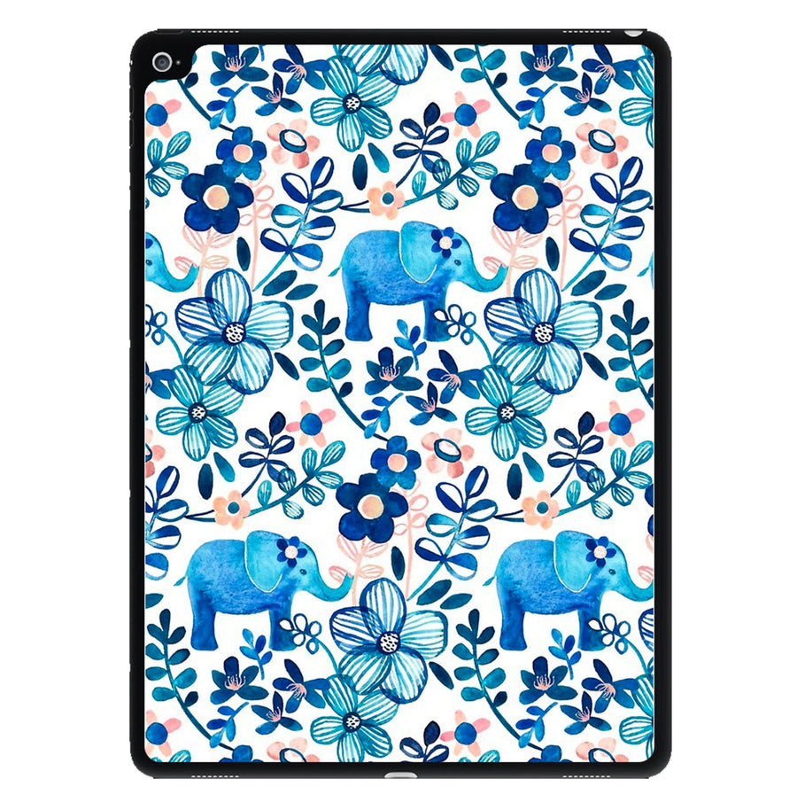 Elephant and Floral Pattern iPad Case