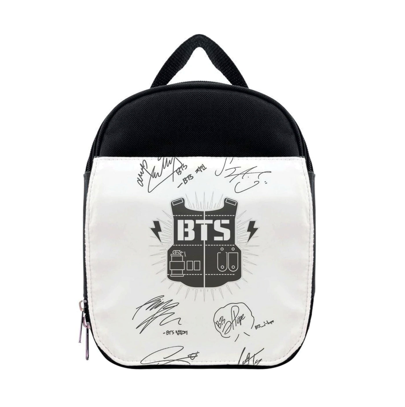 White BTS Army Logo and Signatures Lunchbox