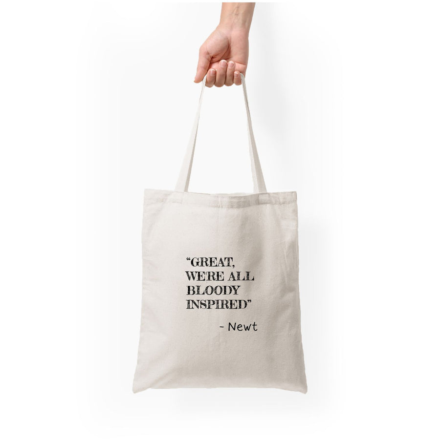 Great, We're All Bloody Inspired - Maze Runner Tote Bag
