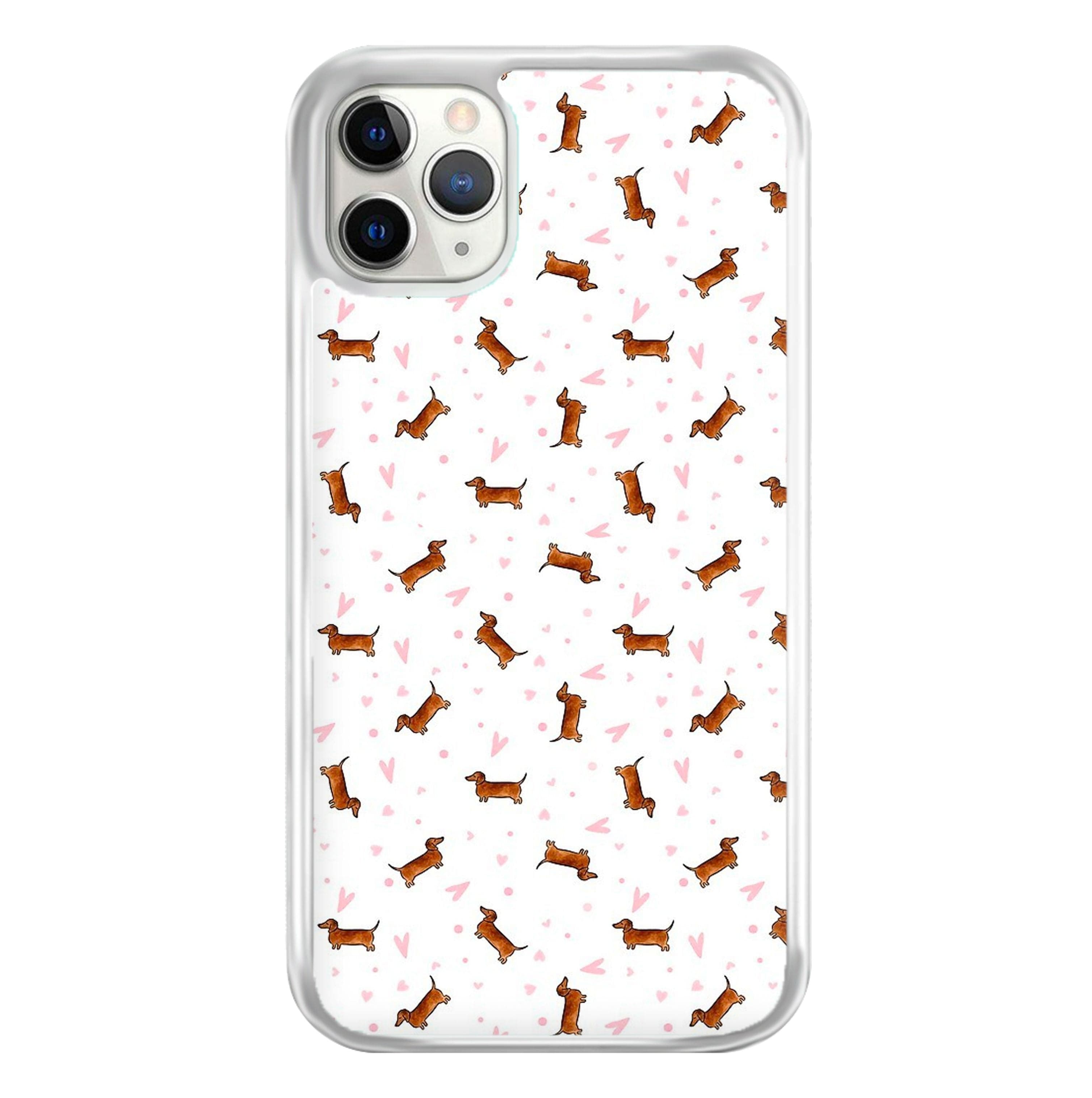 Dachshund Pattern - White Phone Case