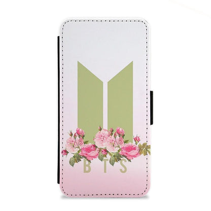 Pink Ombre BTS Logo Flip Wallet Phone Case - Fun Cases