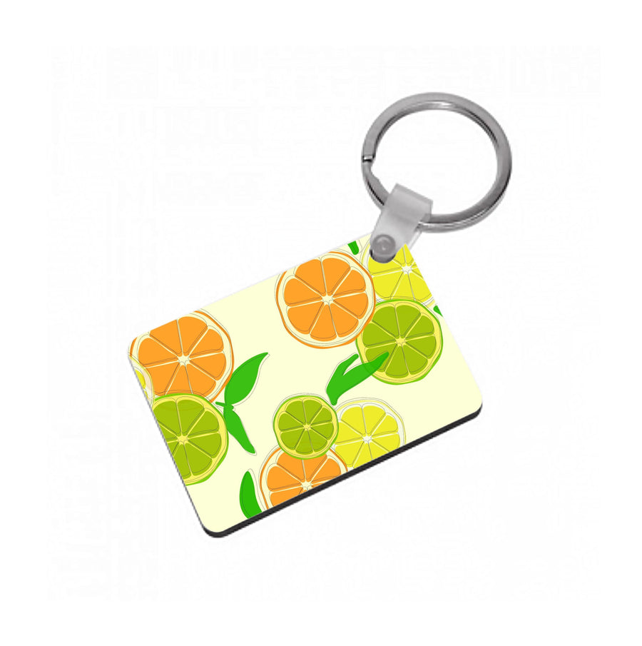 Oranges, Leomns And Limes - Fruit Patterns Keyring