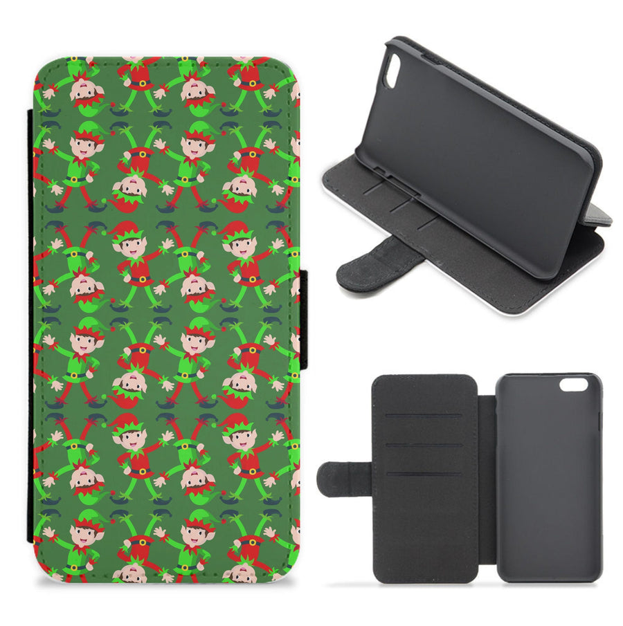 Elf Face Pattern - Christmas Patterns Flip / Wallet Phone Case