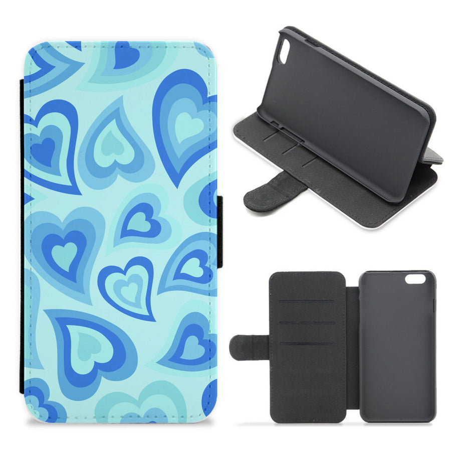 Blue Hearts - Trippy Patterns Flip / Wallet Phone Case
