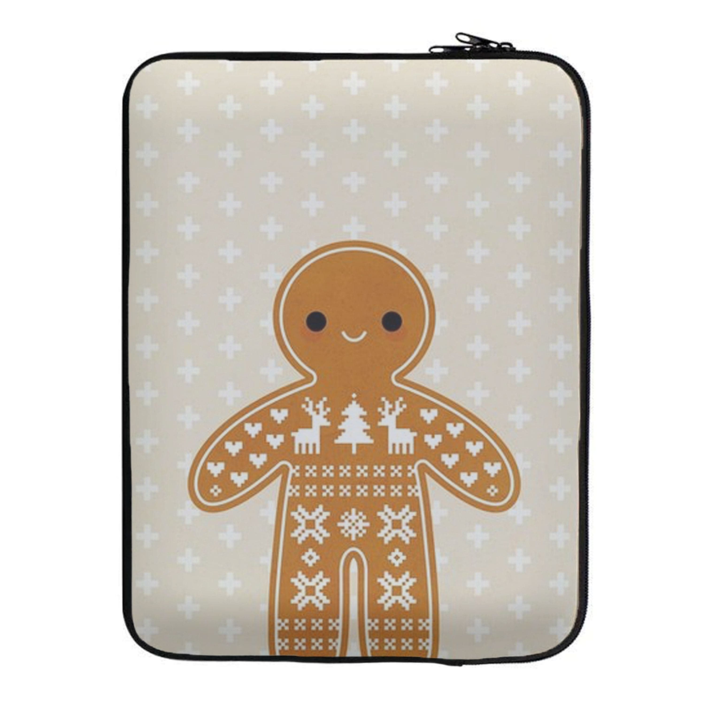 Christmas Jumper Pattern Gingerbread Man Laptop Sleeve