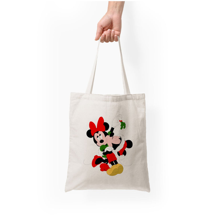 Mistletoe Mickey And Minnie Mouse - Christmas Tote Bag