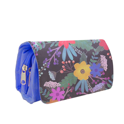 Black & Colourful Floral Pattern Pencil Case