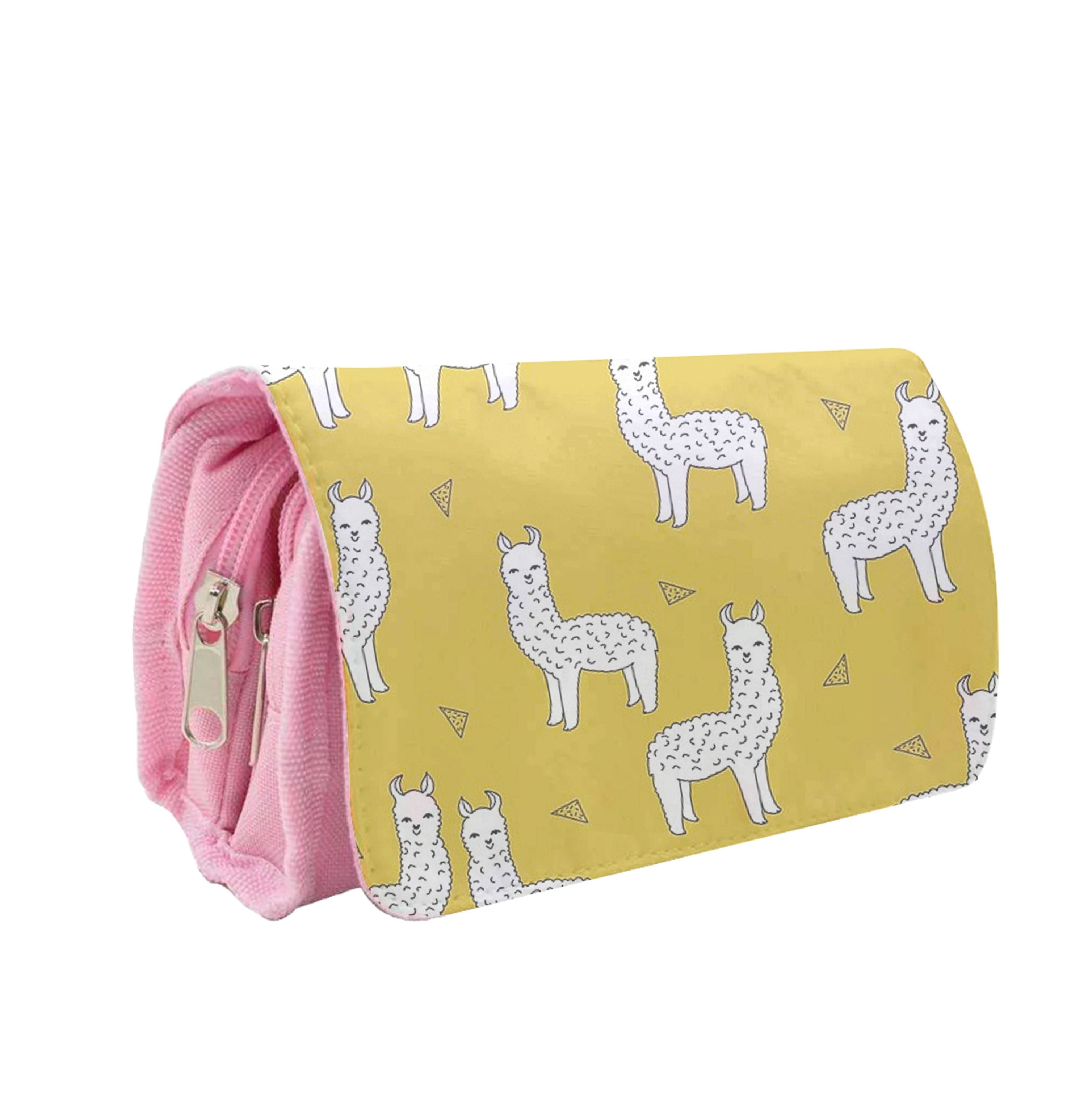 Mustard Alpaca Pattern Pencil Case