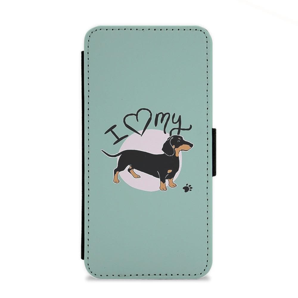 I Love My Dachshund Flip Wallet Phone Case - Fun Cases