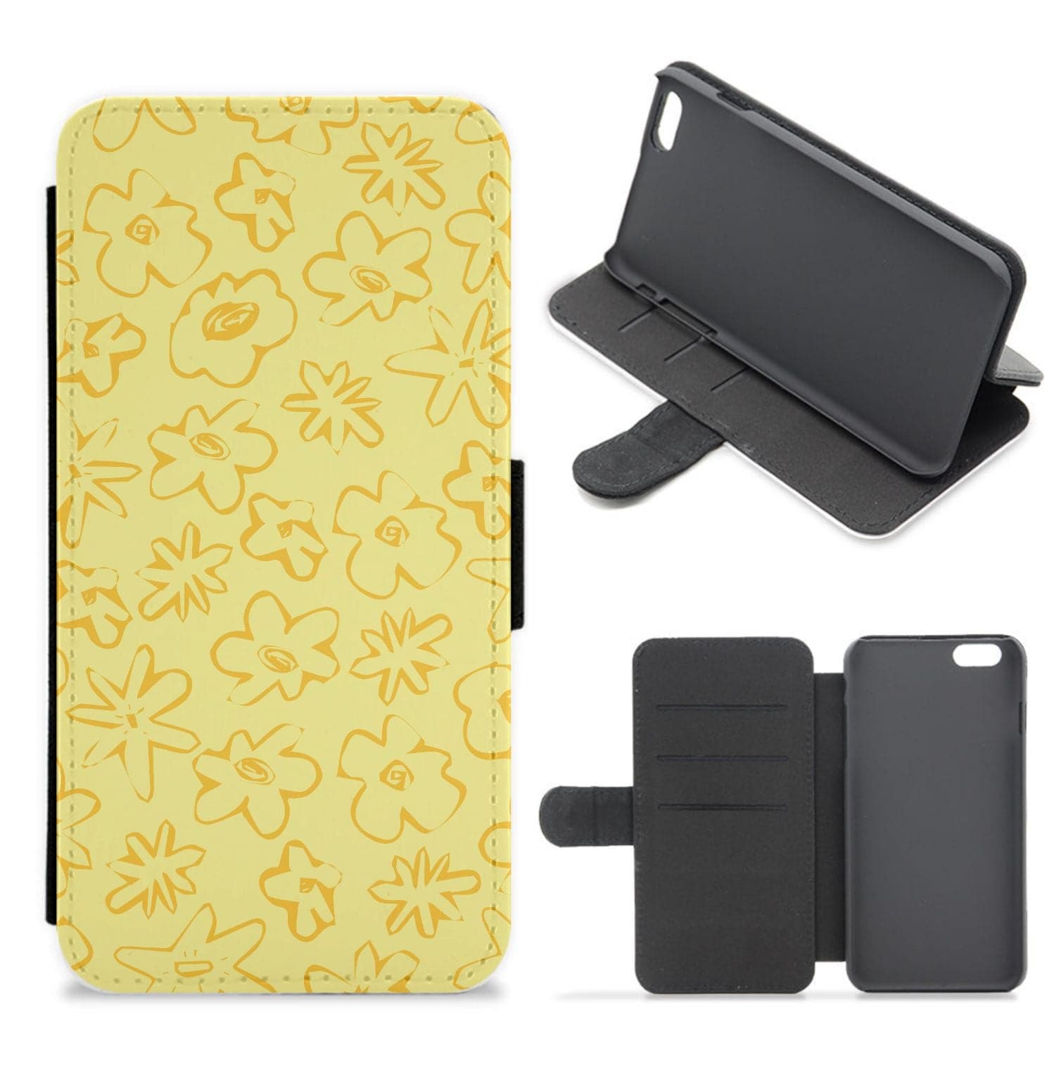 Yellow And Orange - Floral Patterns Flip / Wallet Phone Case