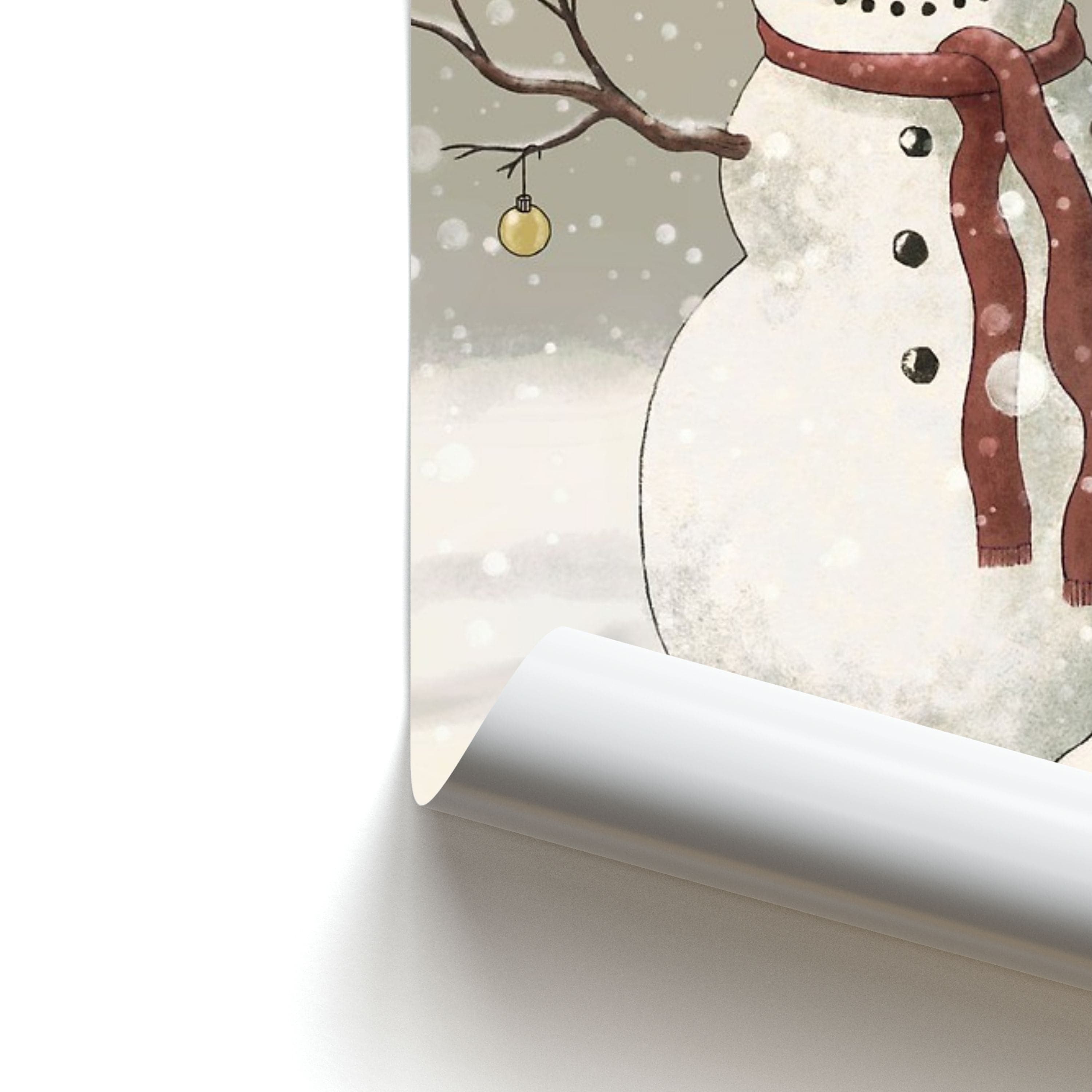 Christmas Snowman Drawing Poster