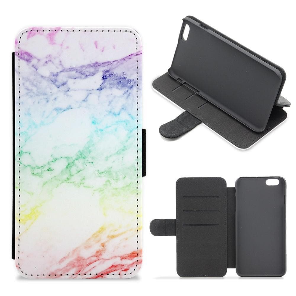 Rainbow Streak Marble Pattern Flip / Wallet Phone Case - Fun Cases