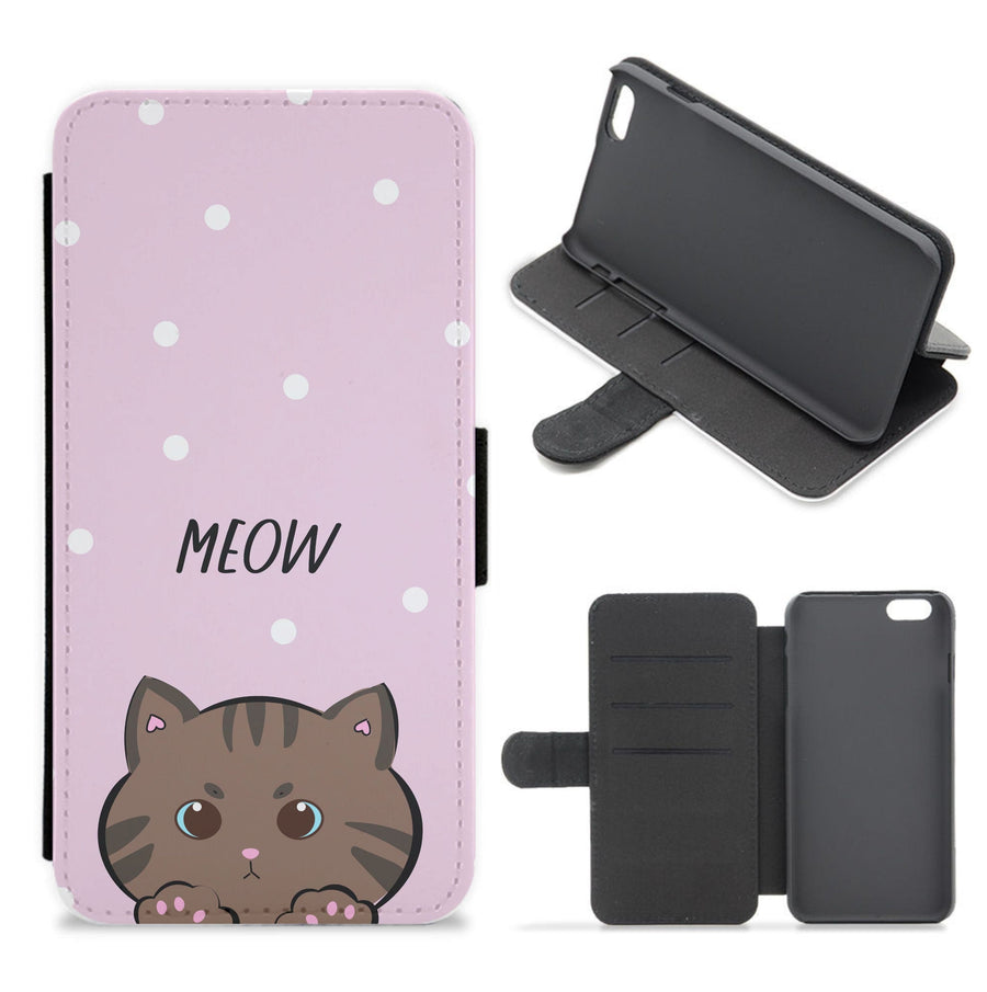 Meow Purple - Cats Flip / Wallet Phone Case