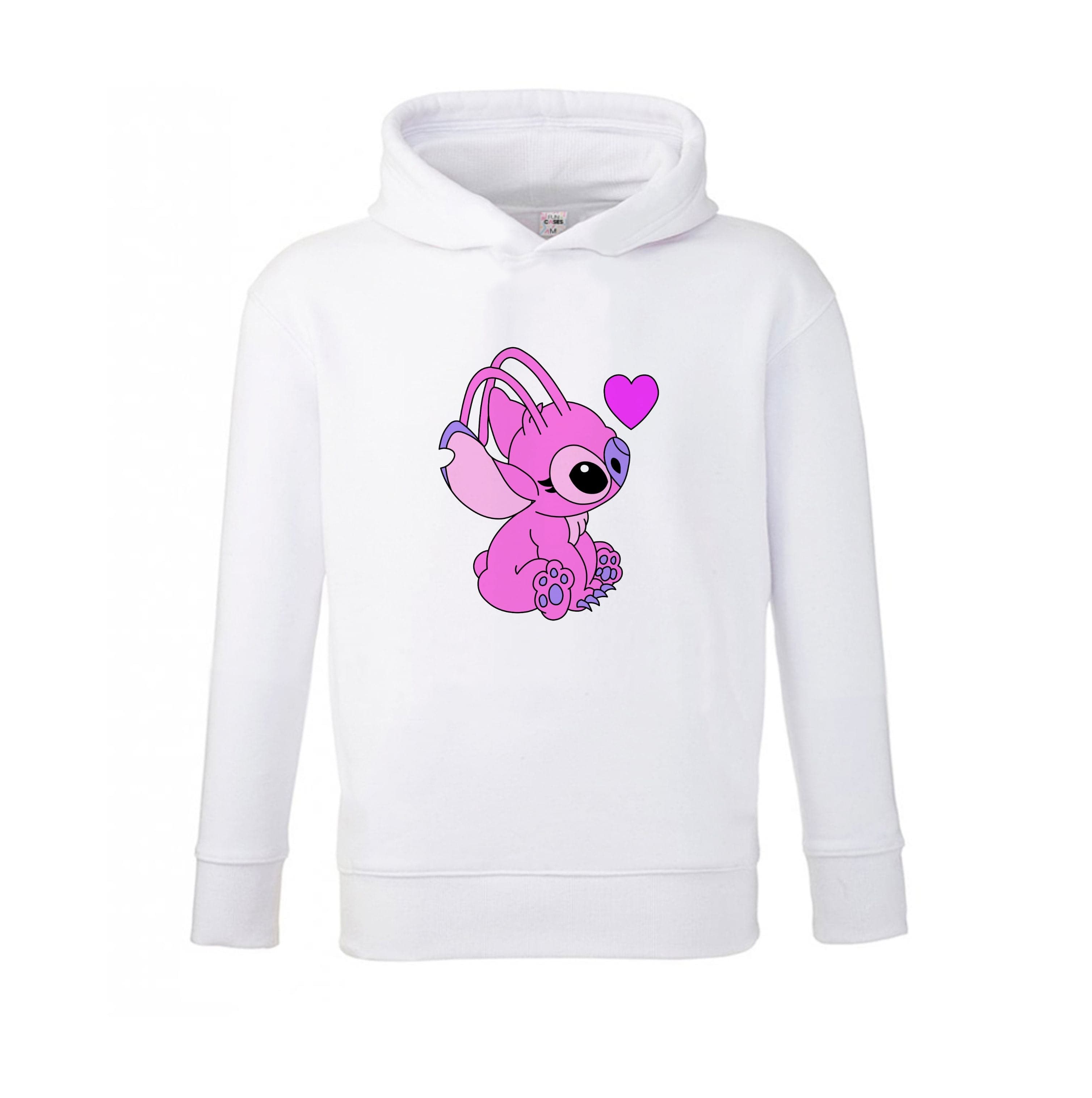 Love Heart Pattern - Pink Alien Kids Hoodie