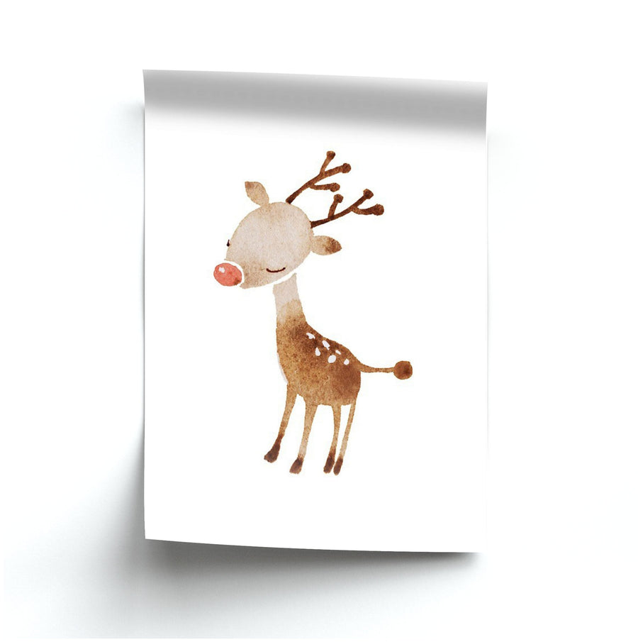Watercolour Rudolph The Reindeer Poster