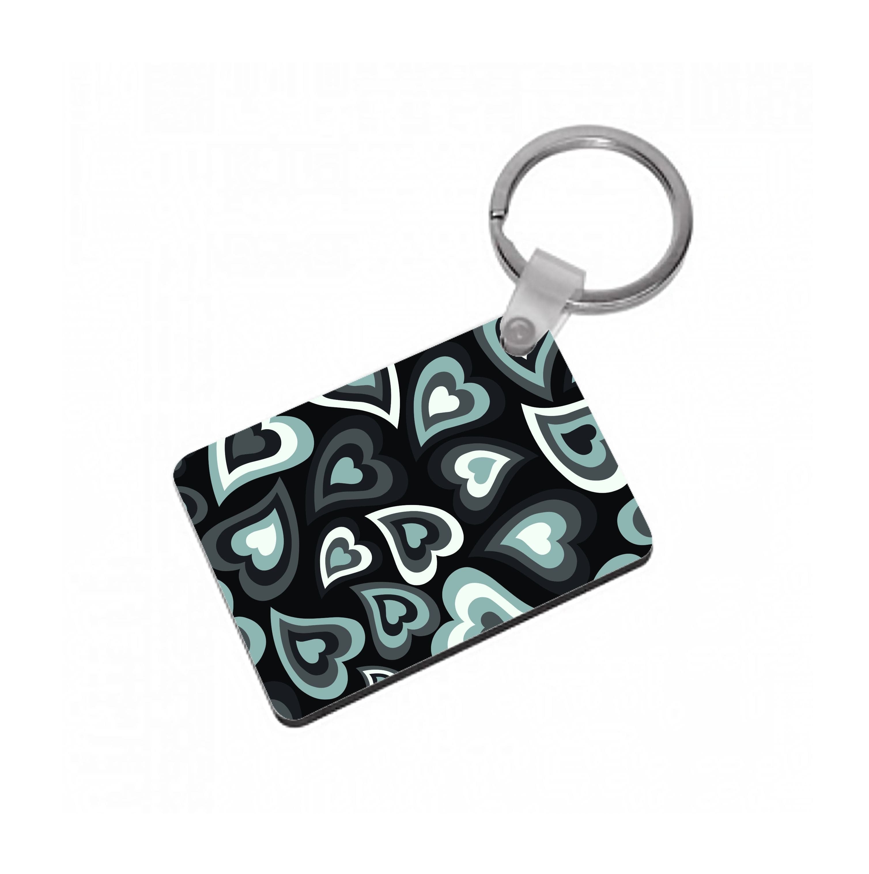 Black Hearts - Trippy Patterns Keyring