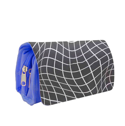 Black Wavy Grid Pattern Pencil Case