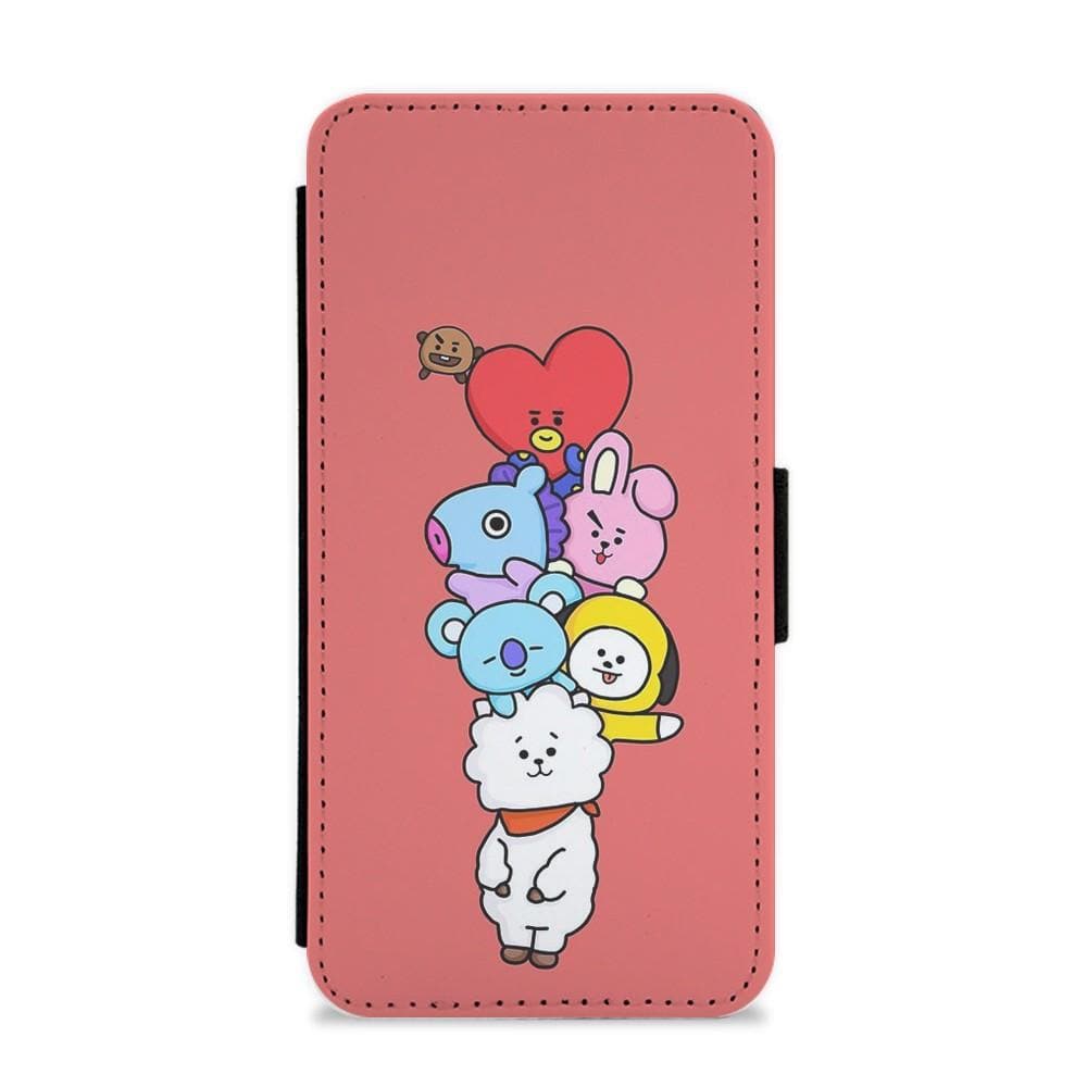 Red BT21 - RJ, Mang, Koya, Chimmy, Cooky, Shooky, Tata - BTS Flip Wallet Phone Case