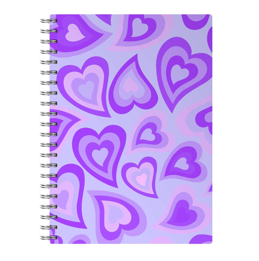 Purple Hearts - Trippy Patterns Notebook