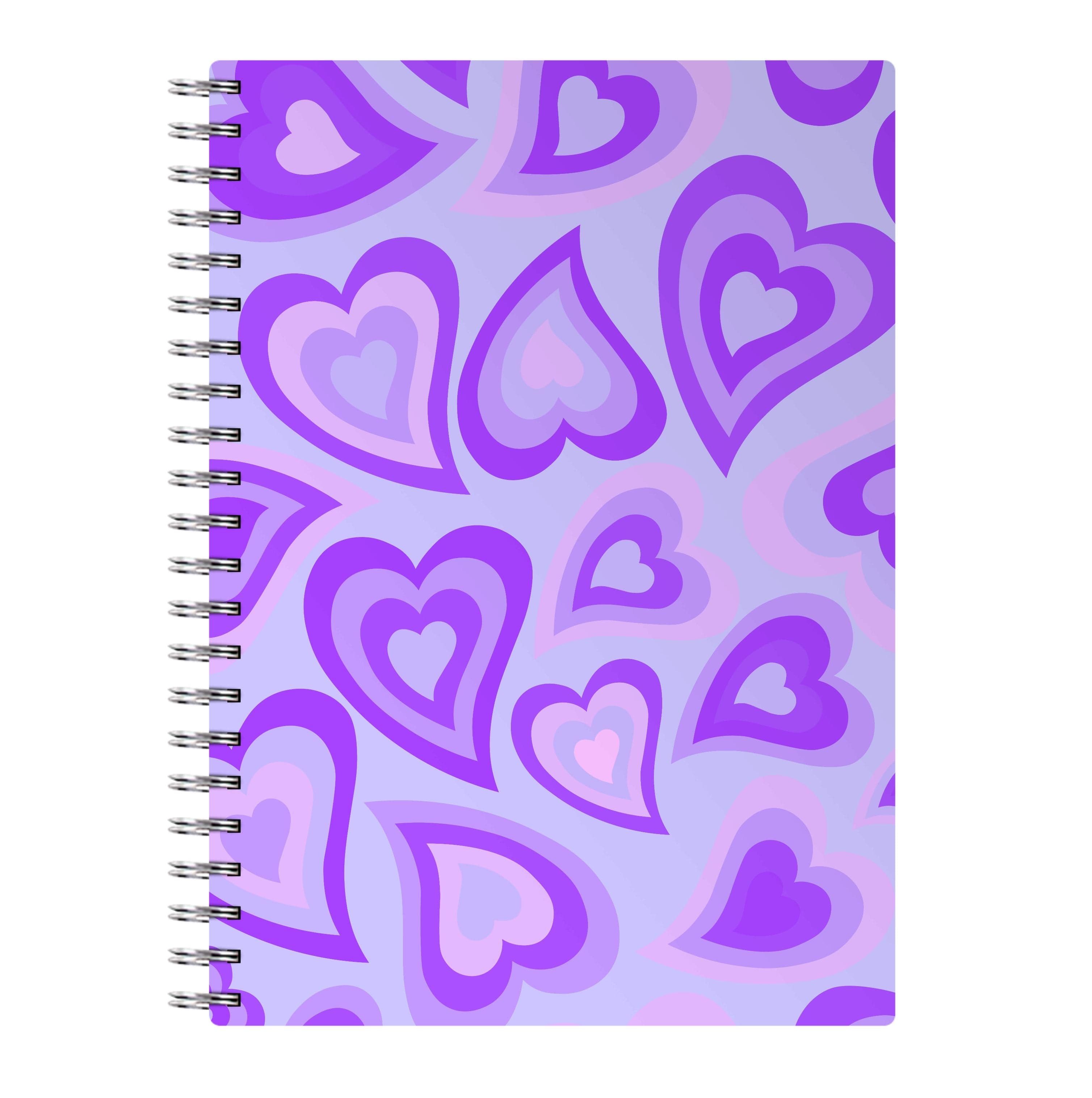 Purple Hearts - Trippy Patterns Notebook