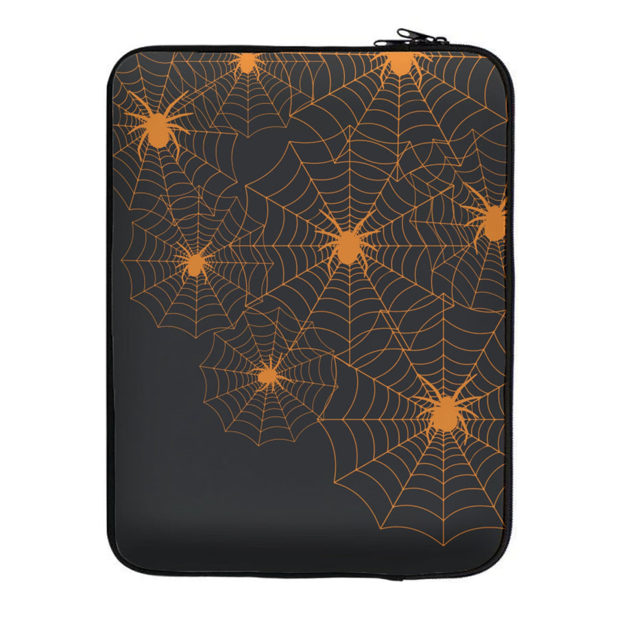 Orange Spider Web  Laptop Sleeve