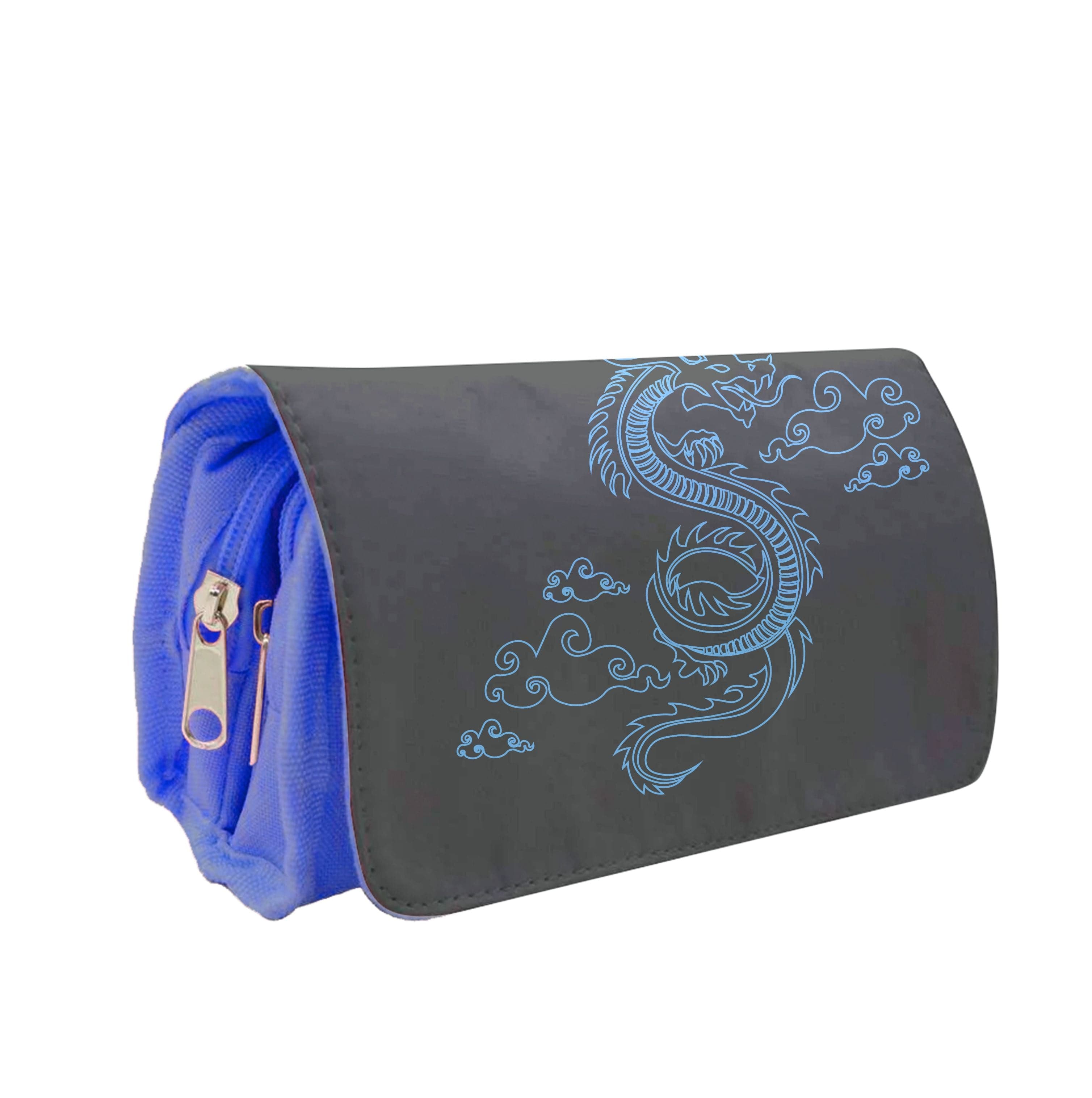 Blue - Dragon Patterns Pencil Case