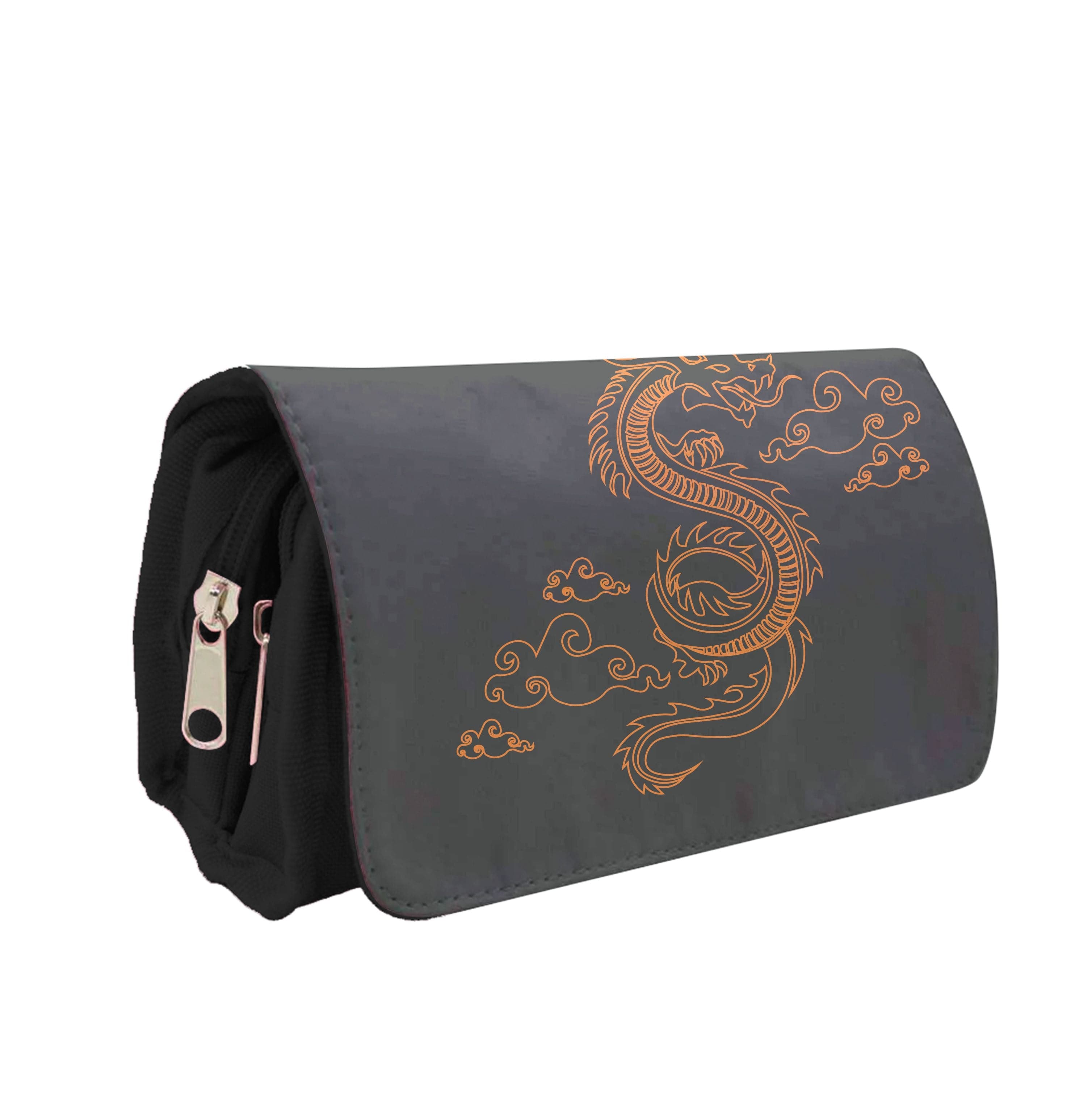 Orange - Dragon Patterns Pencil Case