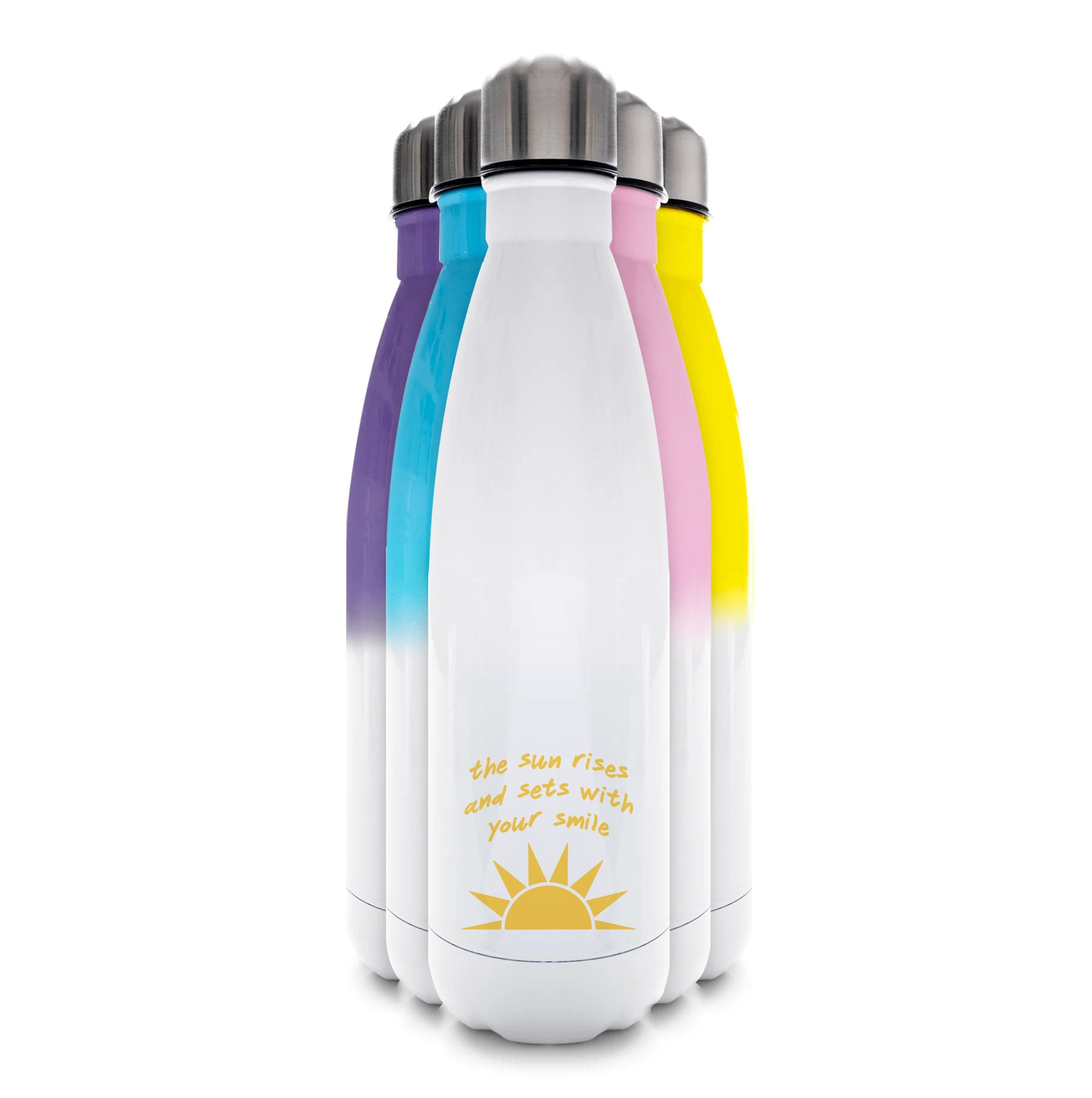 The Sun Rises And Sets With Your Smile Water Bottle