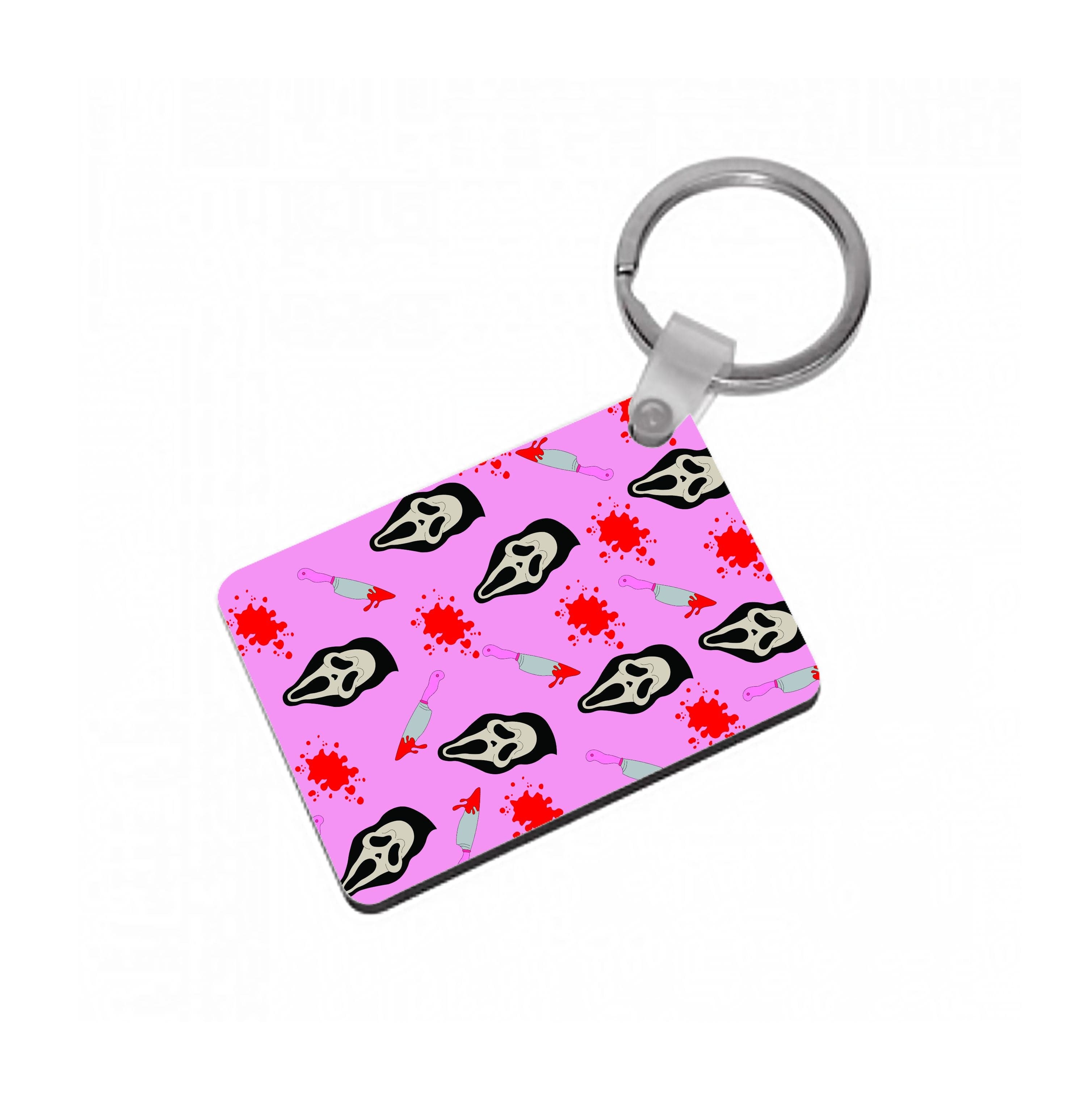 Pink Ghostface Pattern - Scream Keyring