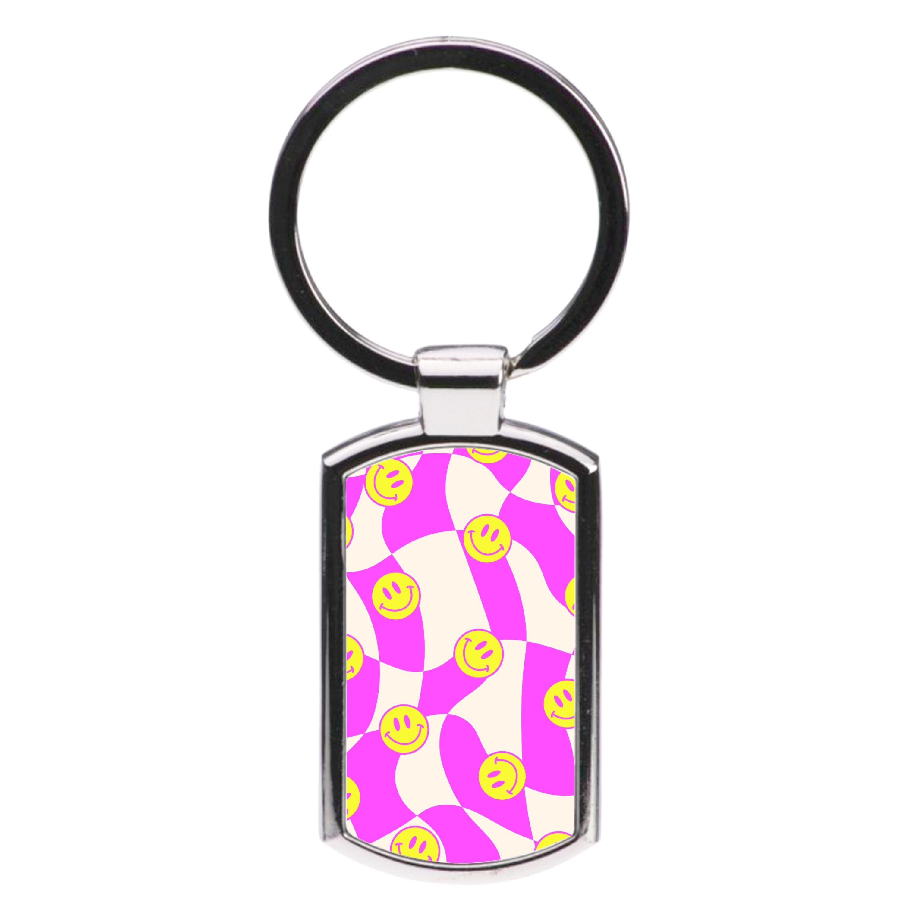 Smiley Checkboard - Trippy Patterns Luxury Keyring