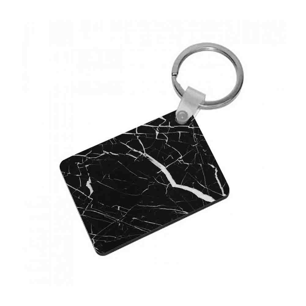 Black & White Marble Pattern Keyring - Fun Cases