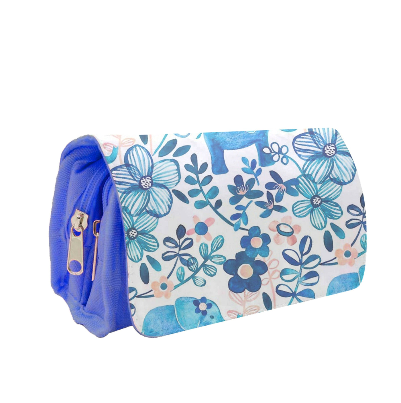Elephant and Floral Pattern Pencil Case
