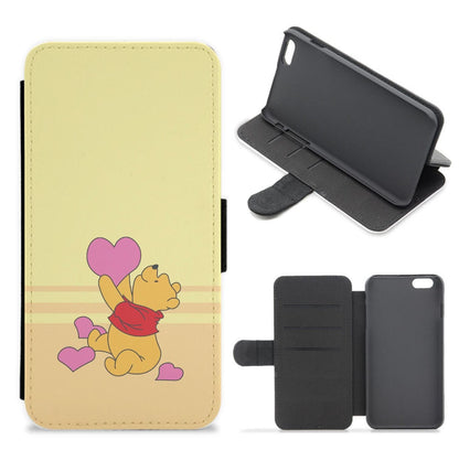 Pooh Love Heart Balloons Valentine's Flip / Wallet Phone Case