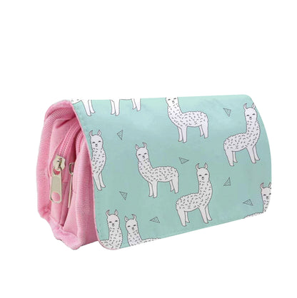 Mint Alpaca Pattern Pencil Case