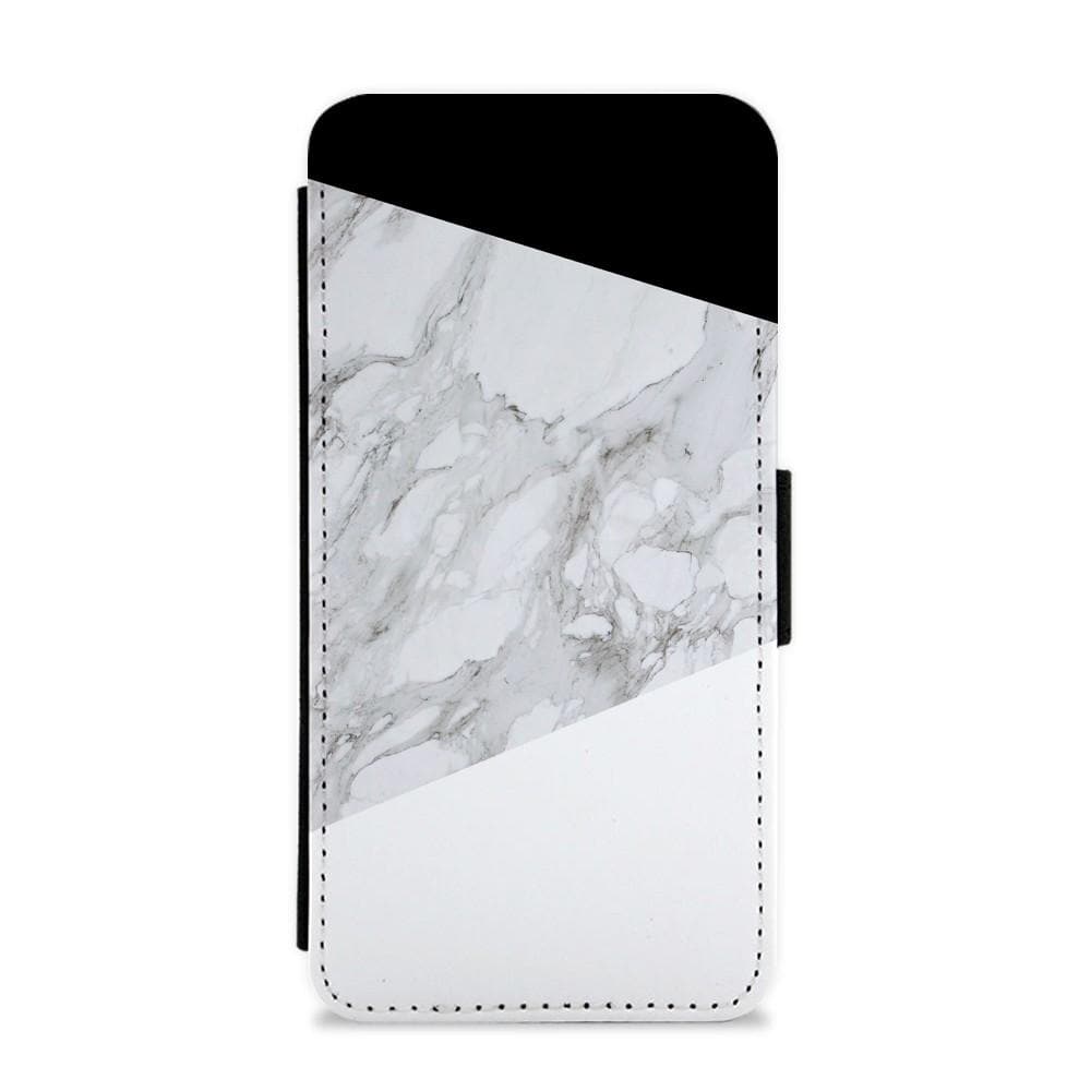 White, Black and Marble Pattern Flip / Wallet Phone Case - Fun Cases