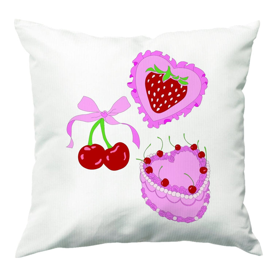 Cherries, Strawberries And Cake - Valentine's Day Cushion