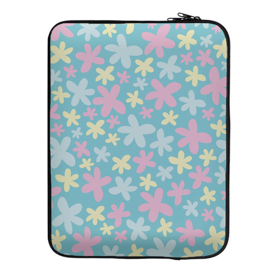 Blue, Pink And Yellow Flowers - Spring Patterns Laptop Sleeve