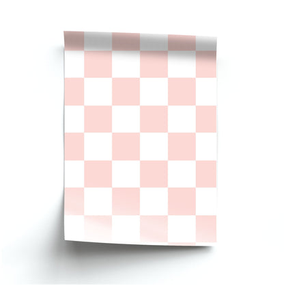 Pink And White Checkers Poster