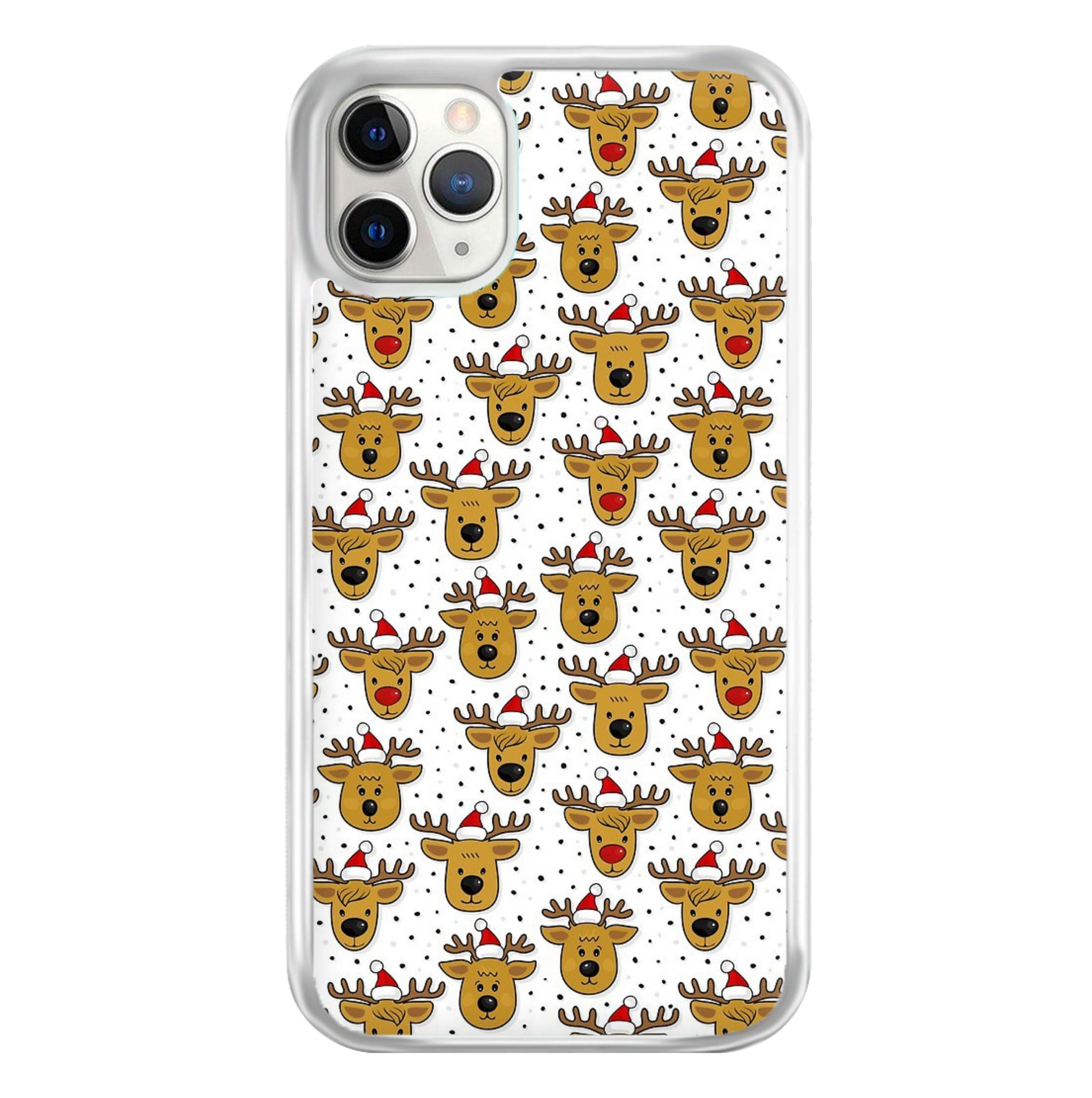 Reindeers In Santa Hats Pattern Phone Case