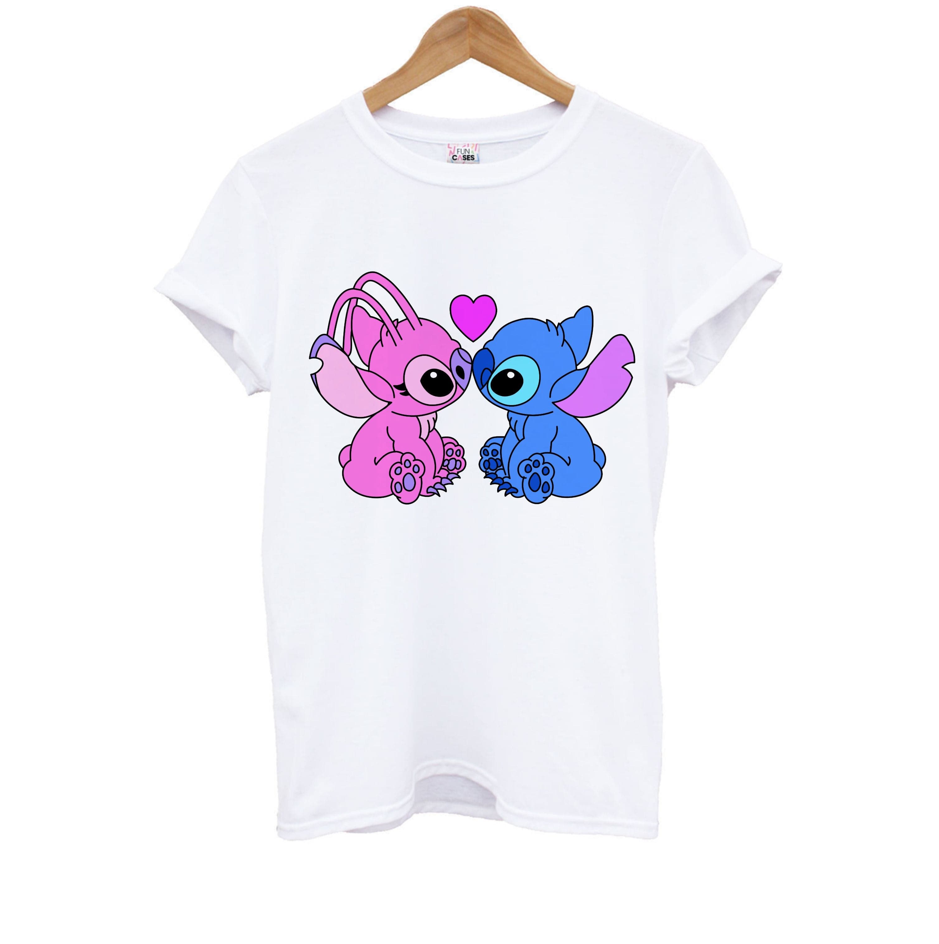 Angel And Blue Alien - Pink Alien Kids T-Shirt