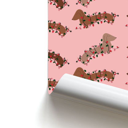 Dachshund Christmas Pattern Poster