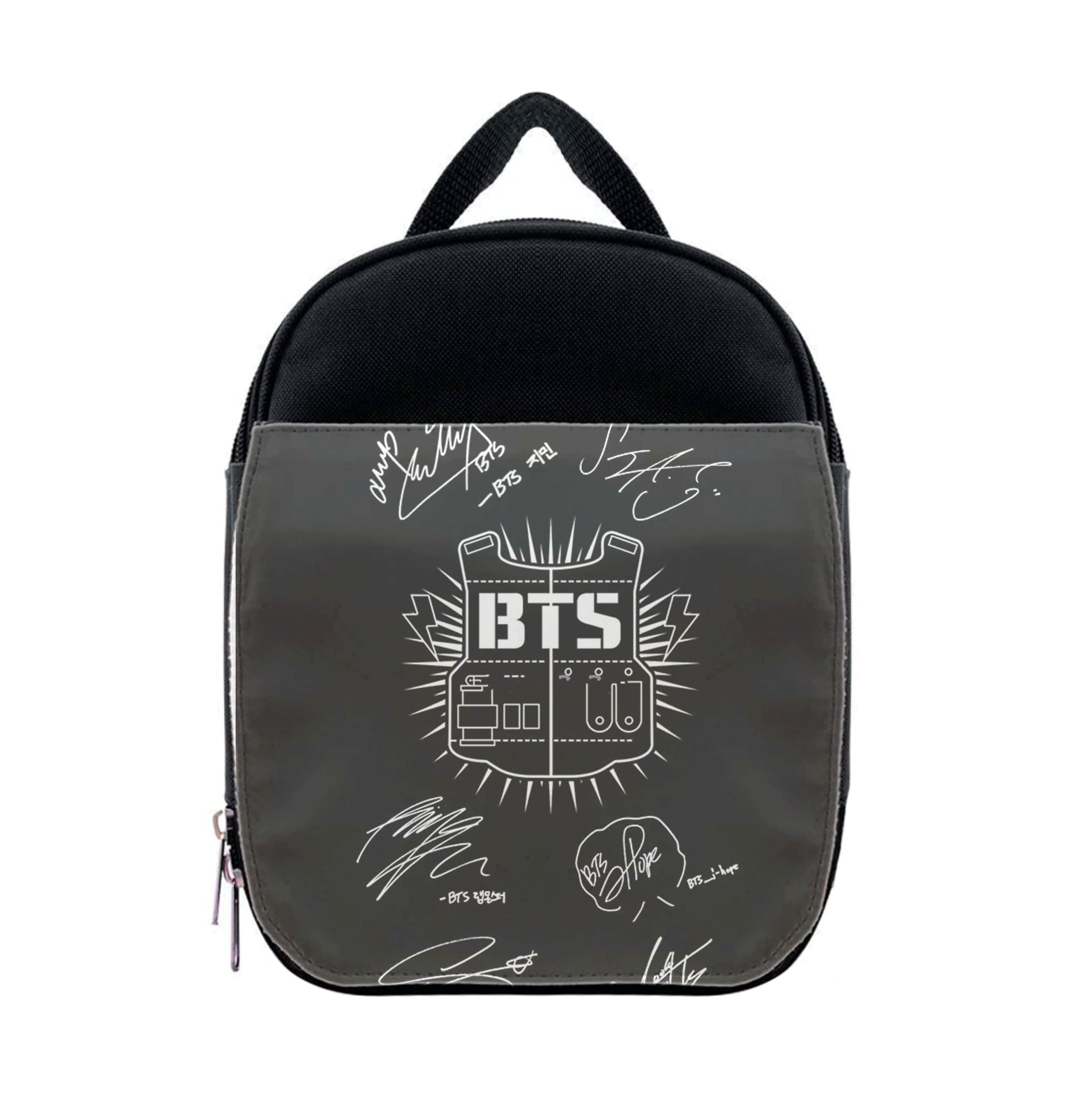 Black K-Pop Band Army Logo and Signatures Lunchbox