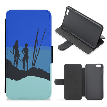 Alien World Outline Flip / Wallet Phone Case