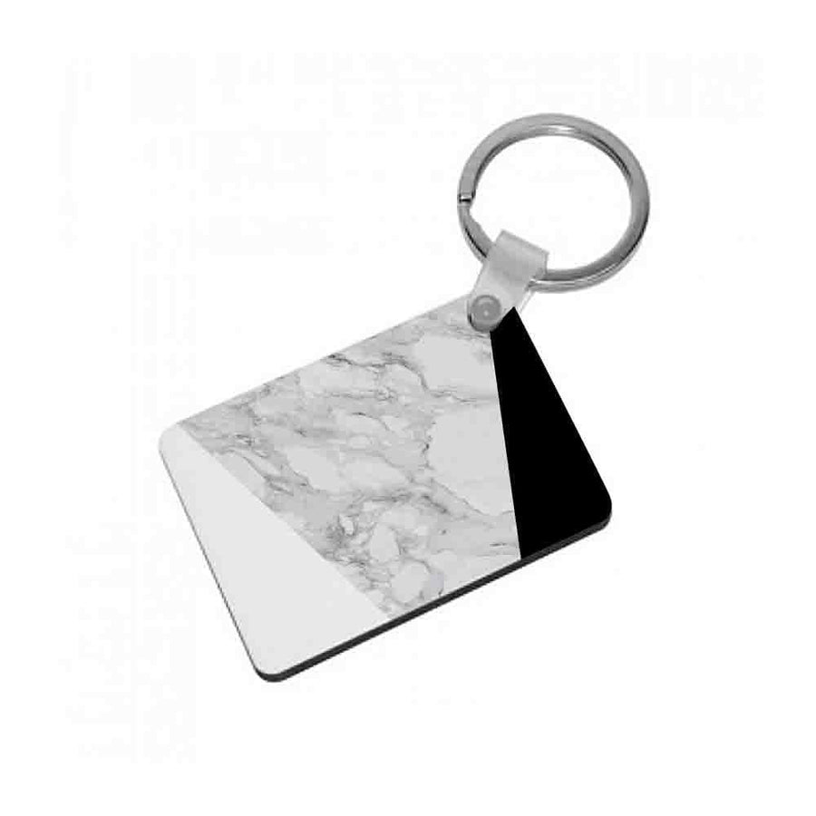 White, Black and Marble Pattern Keyring - Fun Cases