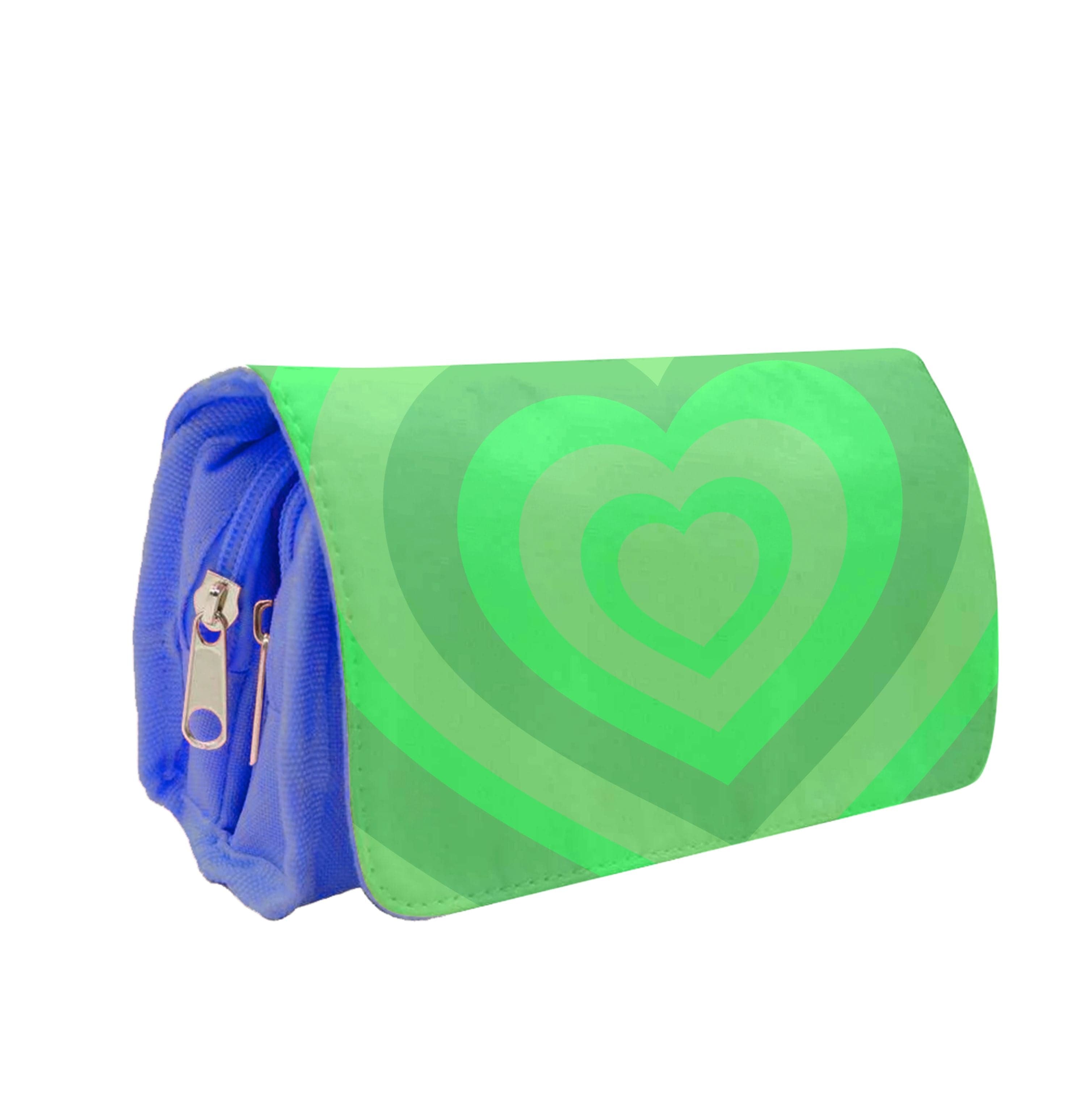 Green - Colourful Hearts Pencil Case