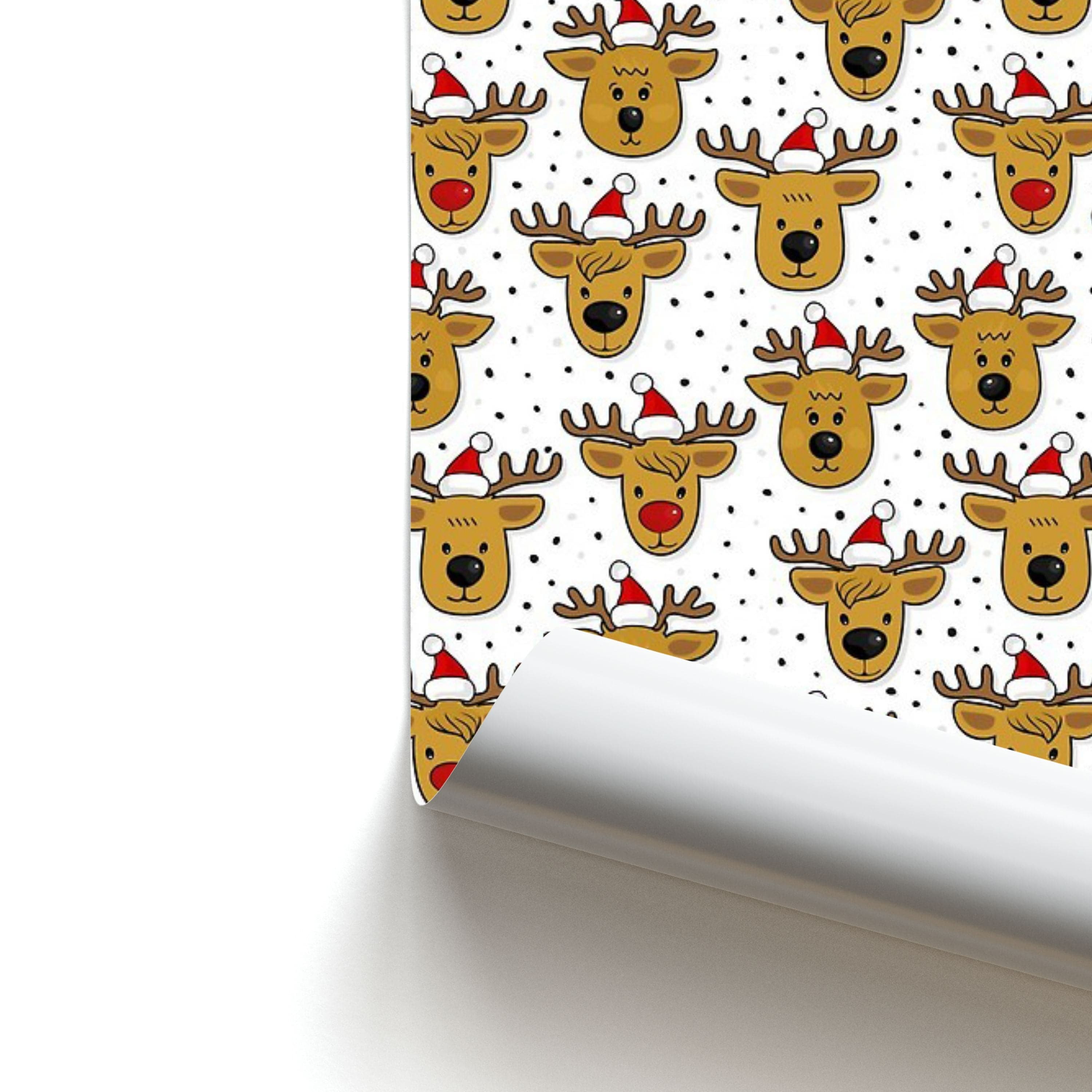 Reindeers In Santa Hats Pattern Poster