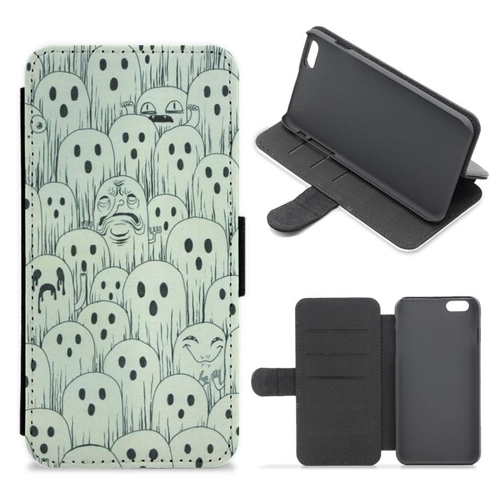 Droopy Ghost Pattern Flip Wallet Phone Case