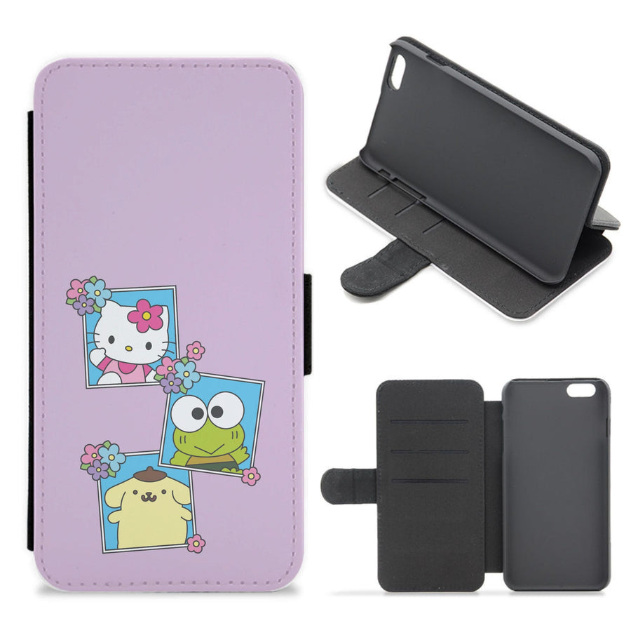 Pompompurin, Hello Kitty And Keroppi - Hello Kitty Flip / Wallet Phone Case
